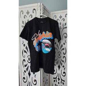 Pink Dolphin Graphic Tee Black Waves Dolphins Streetwear Shirt Medium